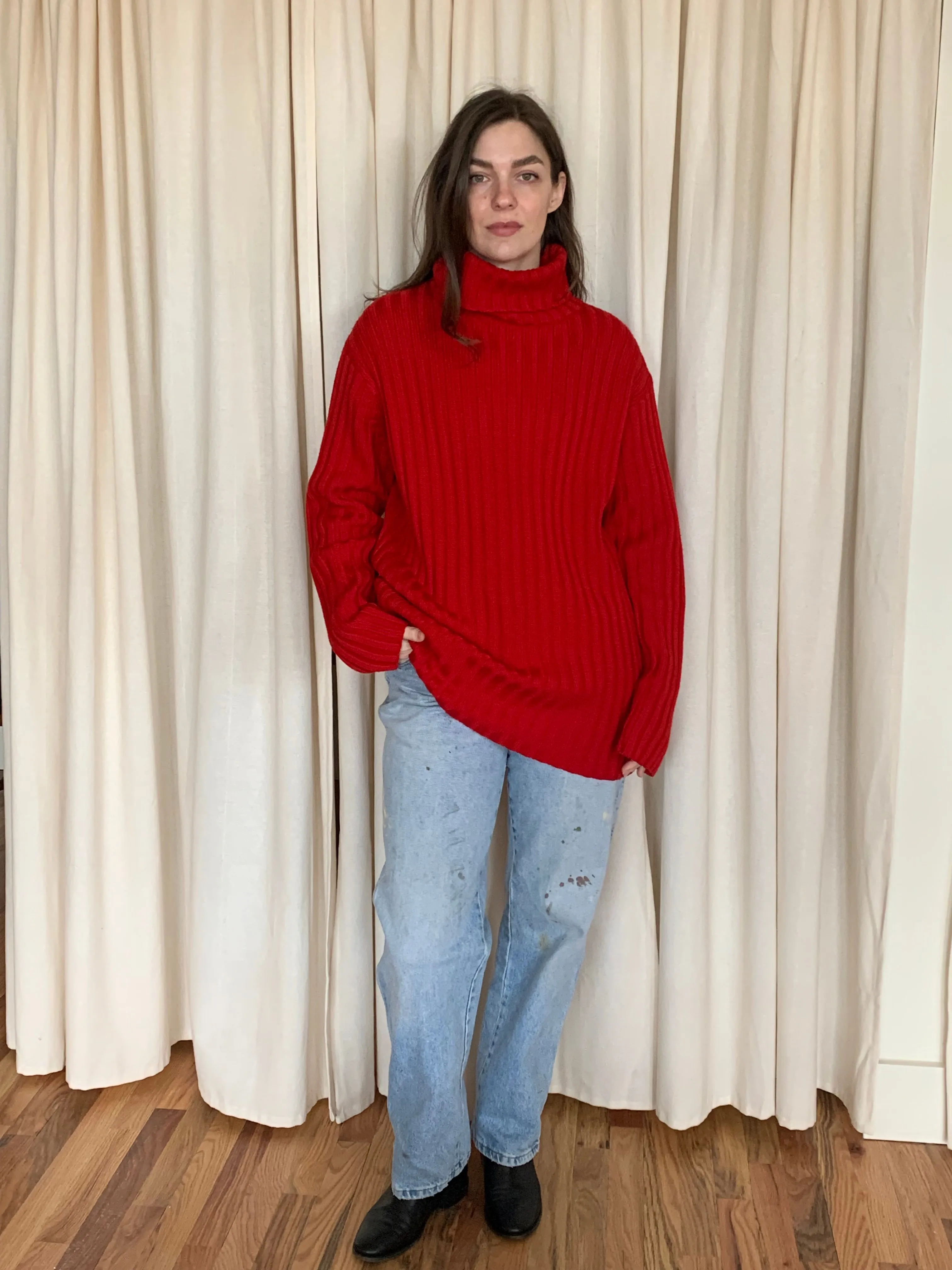 Vintage DKNY red turtleneck sweater