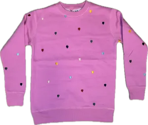 Vintage Havana- Vintage Pink All Over Hearts Oversized Crew