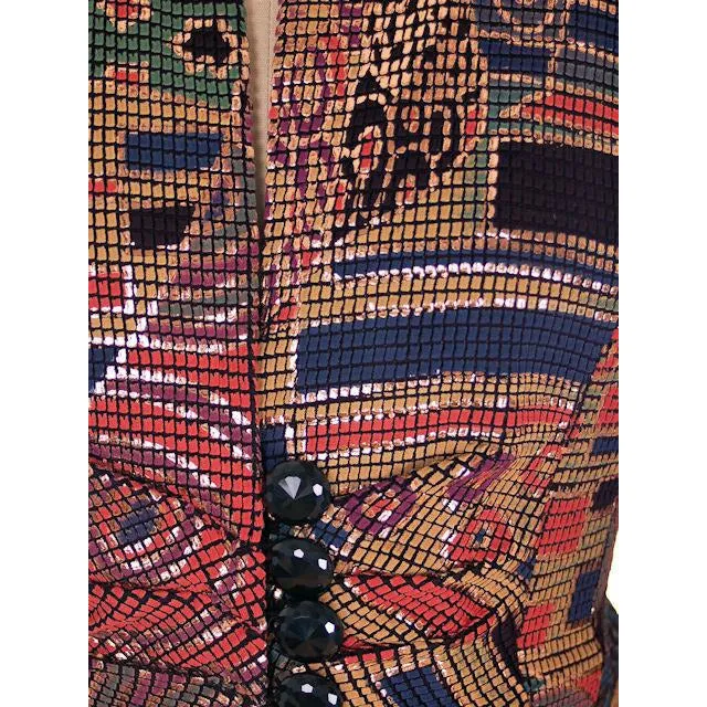 Vintage Ladies Suit Drippy Abstract Metallic Knit Caché 1980s Med