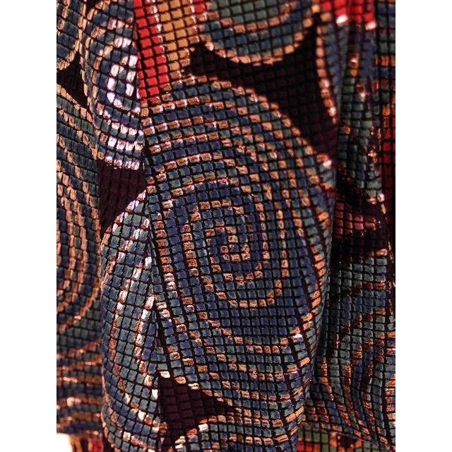 Vintage Ladies Suit Drippy Abstract Metallic Knit Caché 1980s Med