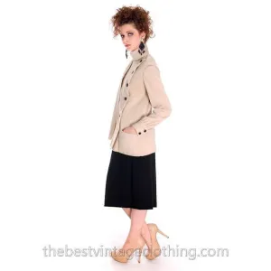 Vintage Norman Norell -Tassell  Wool Knit Suit 1970s Color Block Small