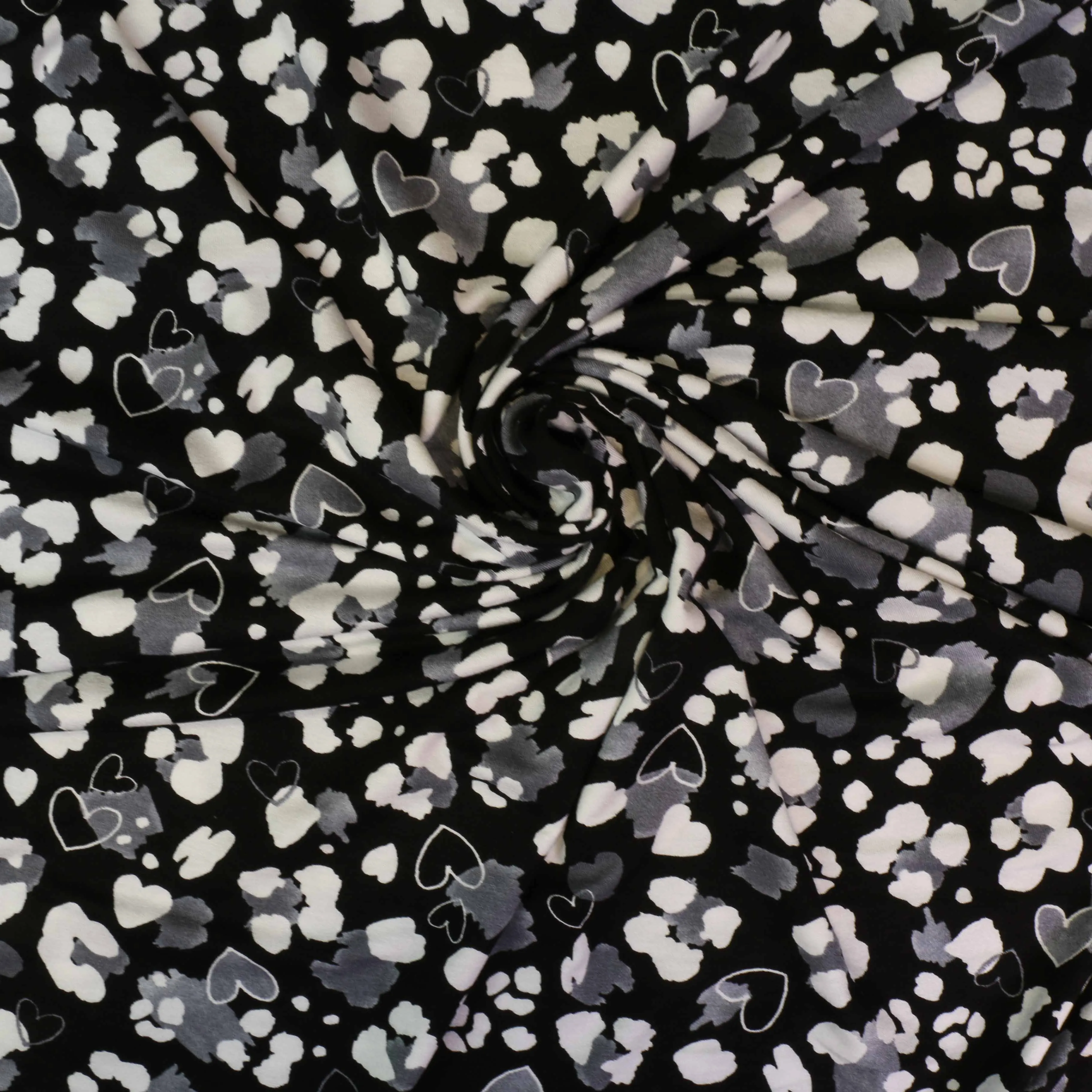 Viscose Jersey Fabric - Black, grey, white