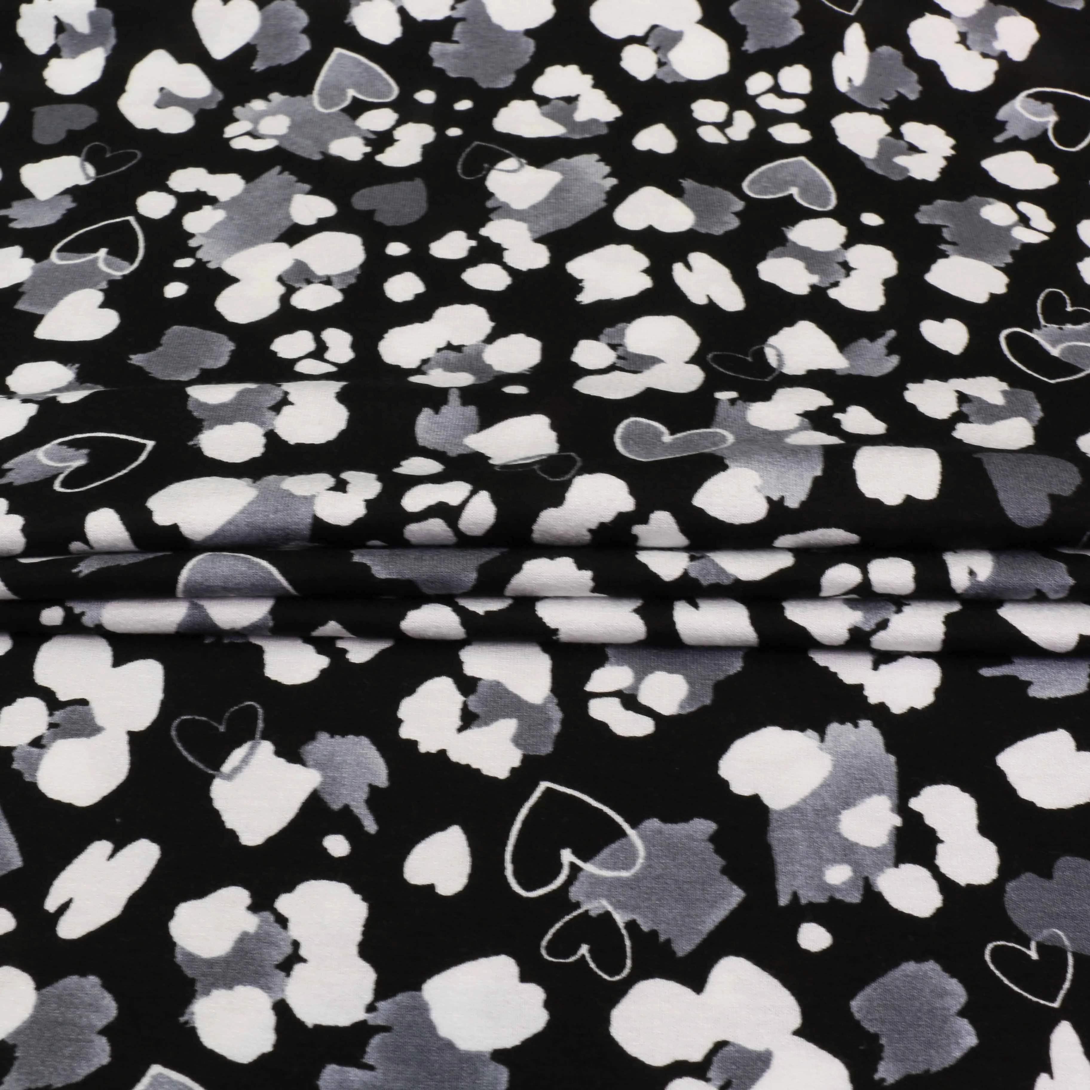 Viscose Jersey Fabric - Black, grey, white