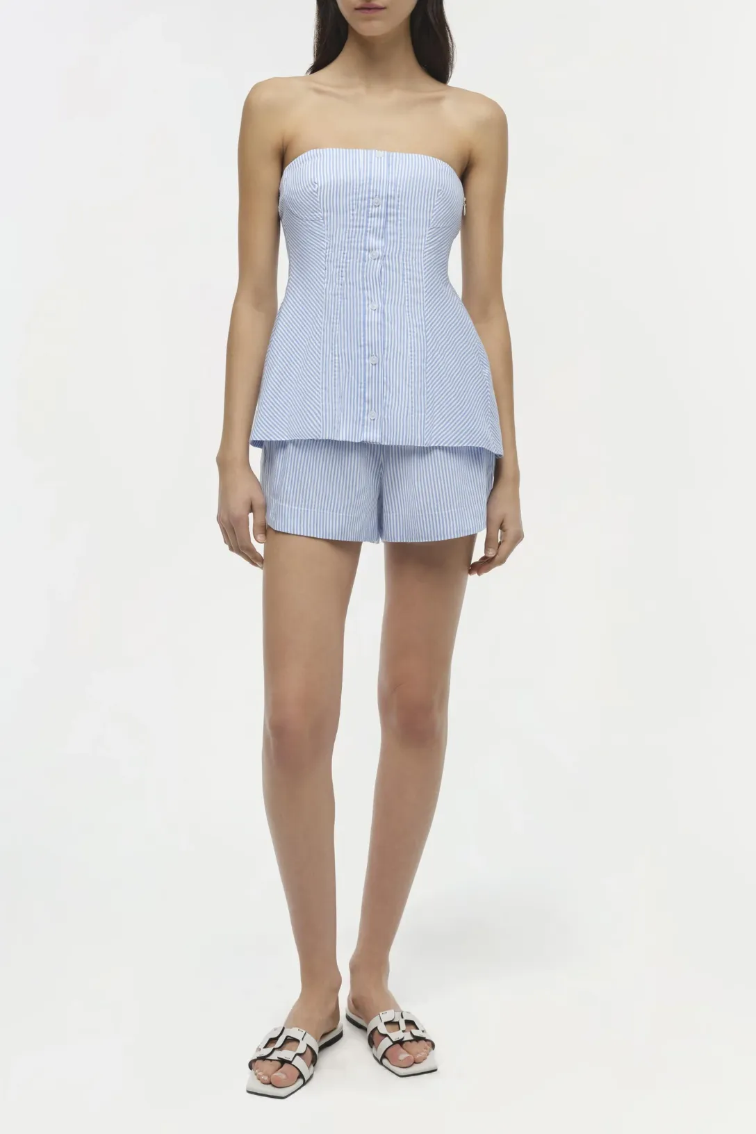 Vivvy Bustier Top | Blue Hydrangea Stripe