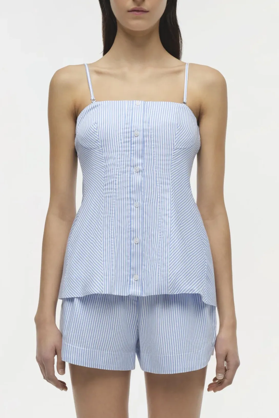 Vivvy Bustier Top | Blue Hydrangea Stripe