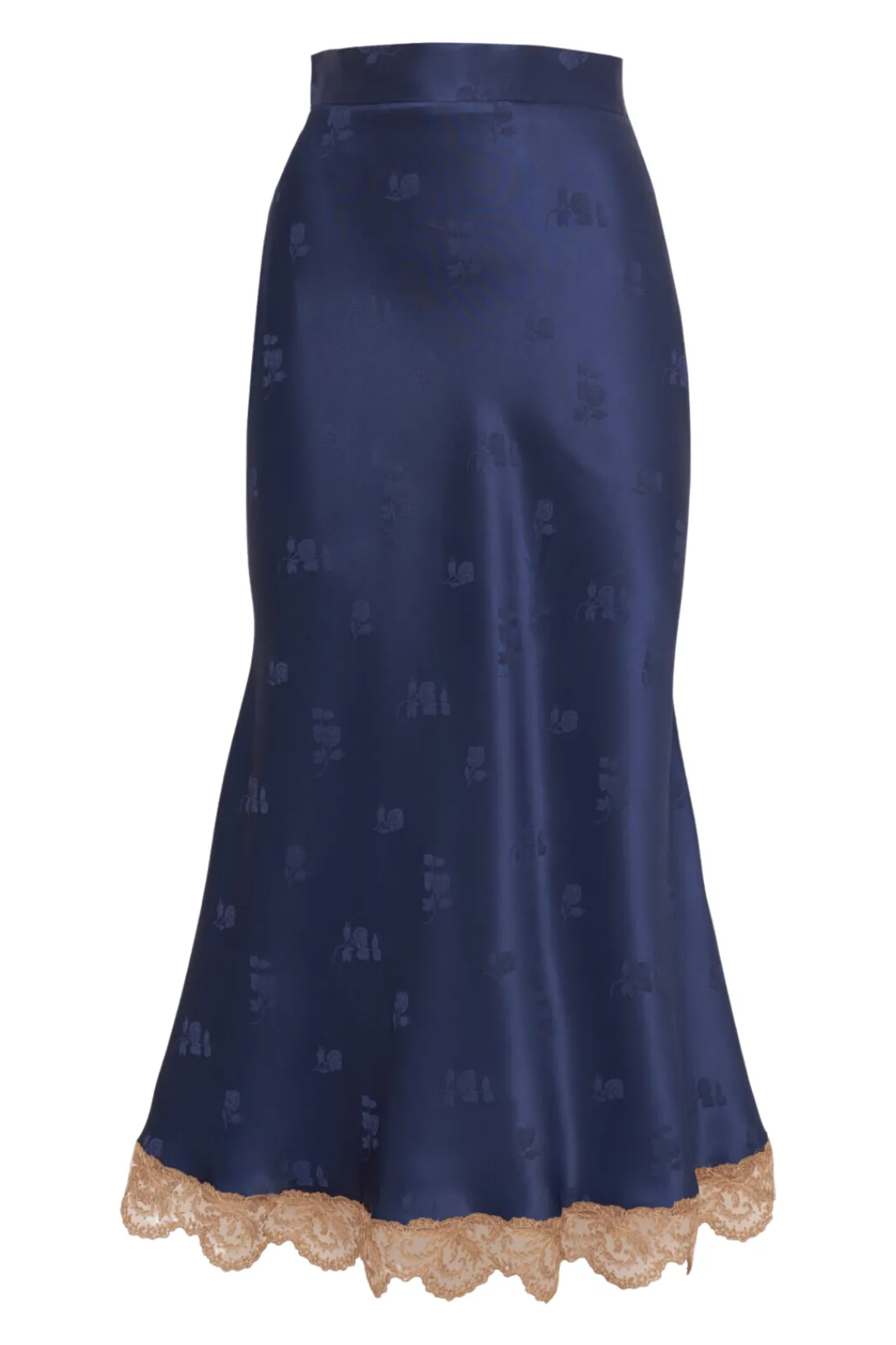 Volterra Siren Skirt With Contrast Lace | Blue Jacquard