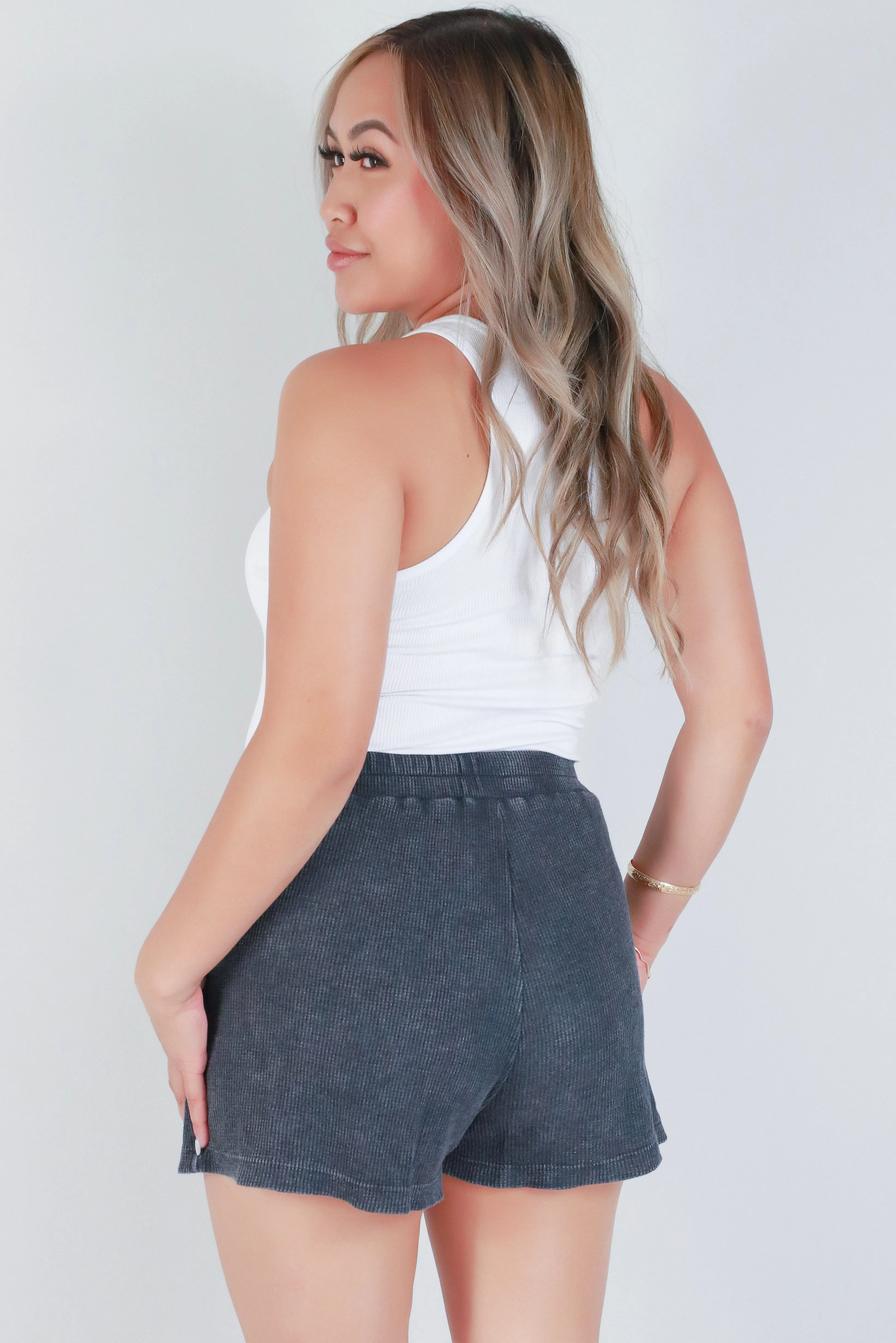 WAFFLE KNIT LOUNGE SHORTS