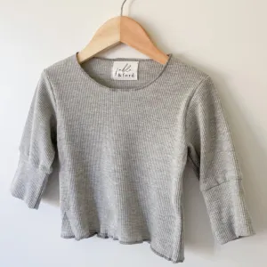 Waffle Long Sleeve Top - Grey