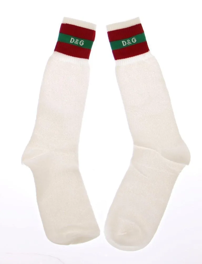 White Logo Cotton Stretch Socks