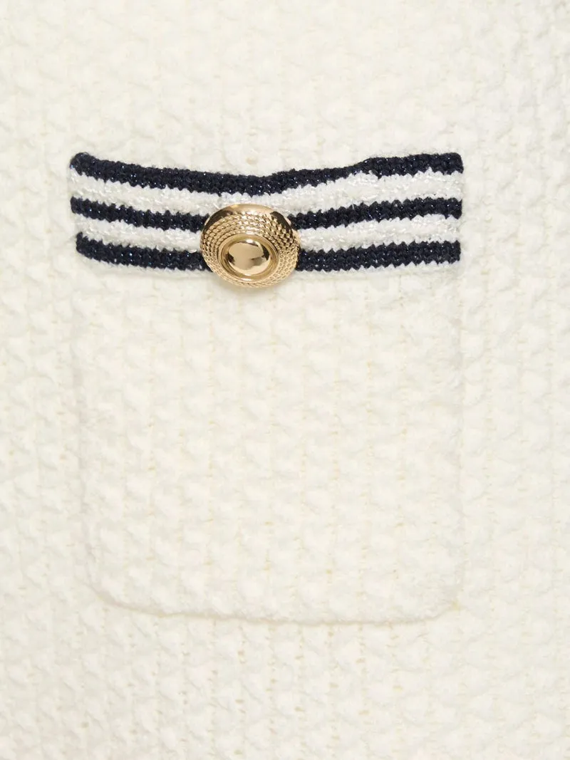 white textured knit mini skirt