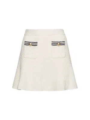 white textured knit mini skirt