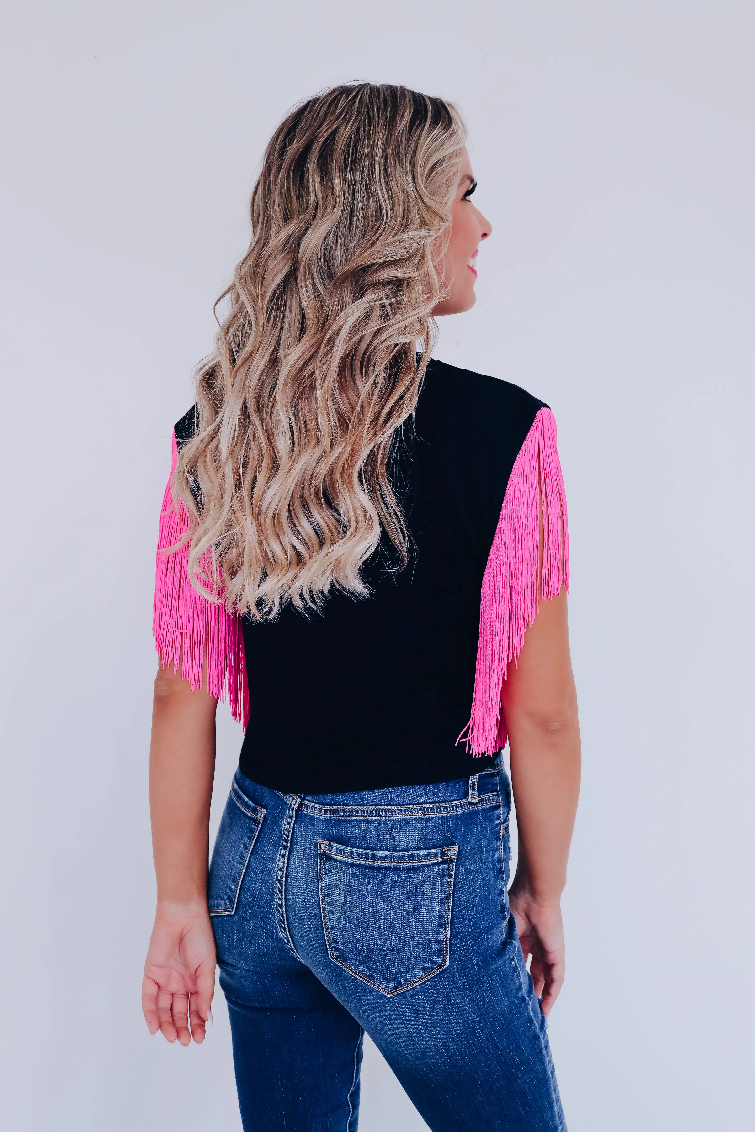 Wild Side Sequin Star Crop Top - Pink