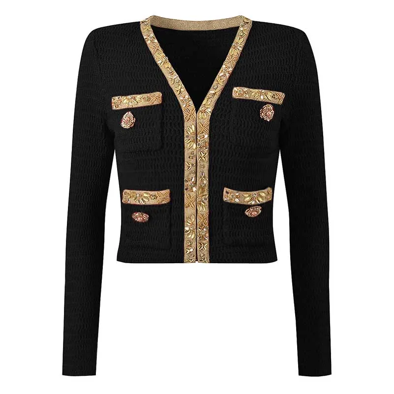 Women Pocket Knitted Cardigan Jacket   Long Skirt Two Pieces Skirt Suit