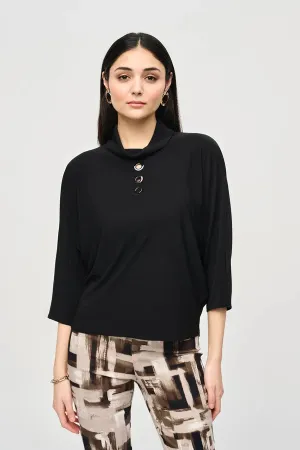 Women's Joseph Ribkoff | Silky Knit Feel Turtleneck Boxy Top | Black