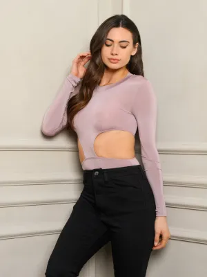 WOMEN'S LONG SLEEVE SIDE CUT OUT BODYSUIT