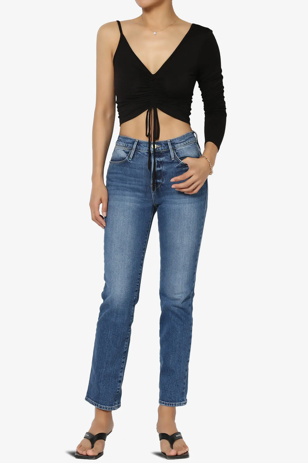Ziggy One Shoulder Long Sleeve Crop Top