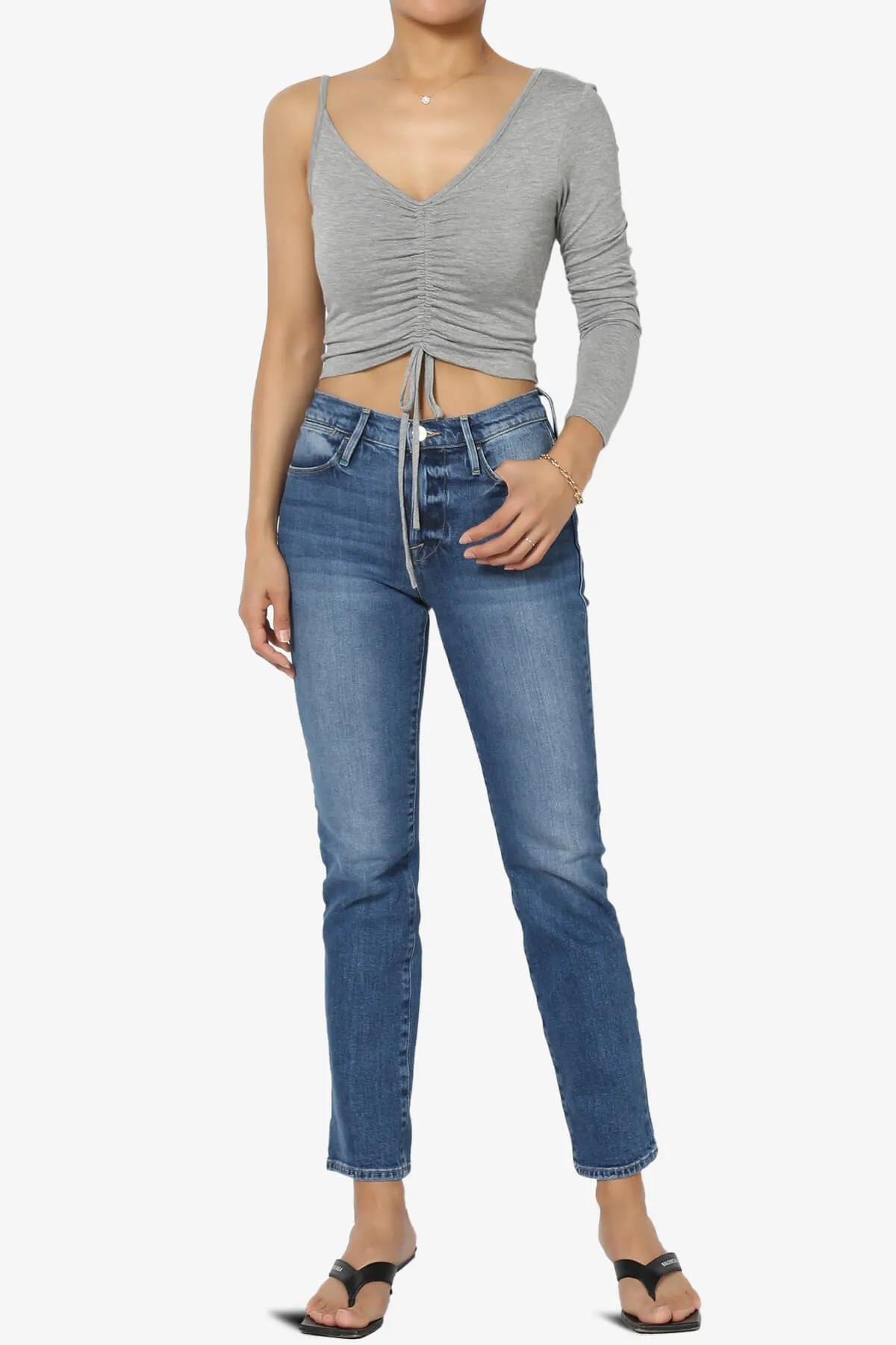 Ziggy One Shoulder Long Sleeve Crop Top