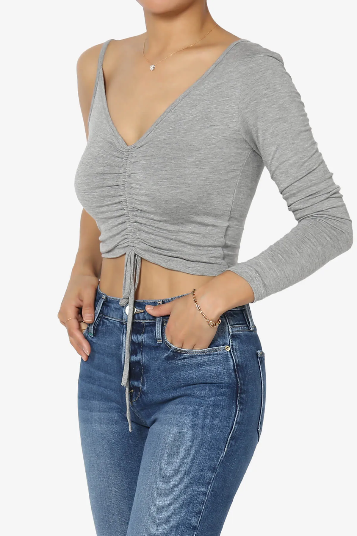 Ziggy One Shoulder Long Sleeve Crop Top