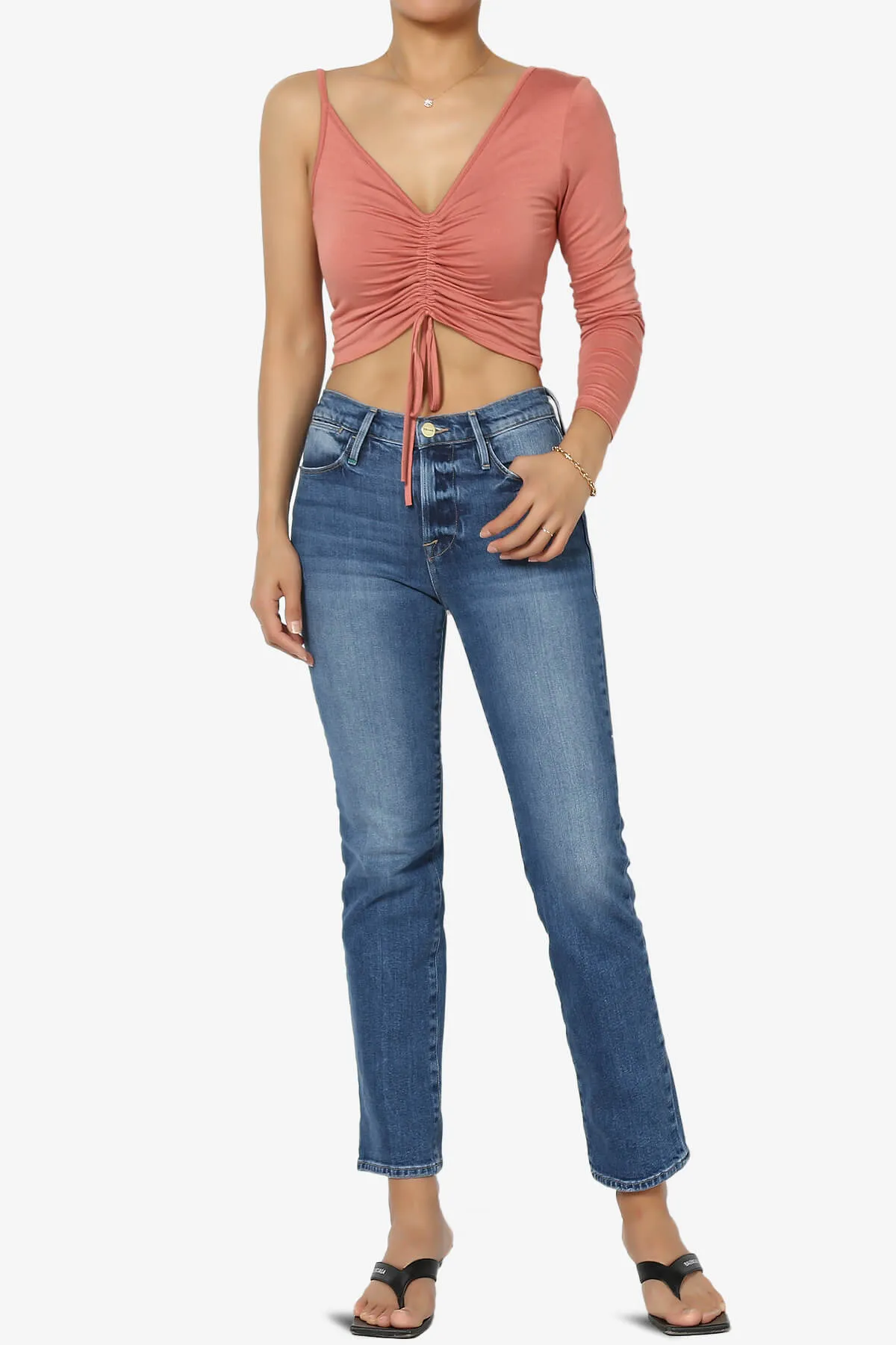 Ziggy One Shoulder Long Sleeve Crop Top